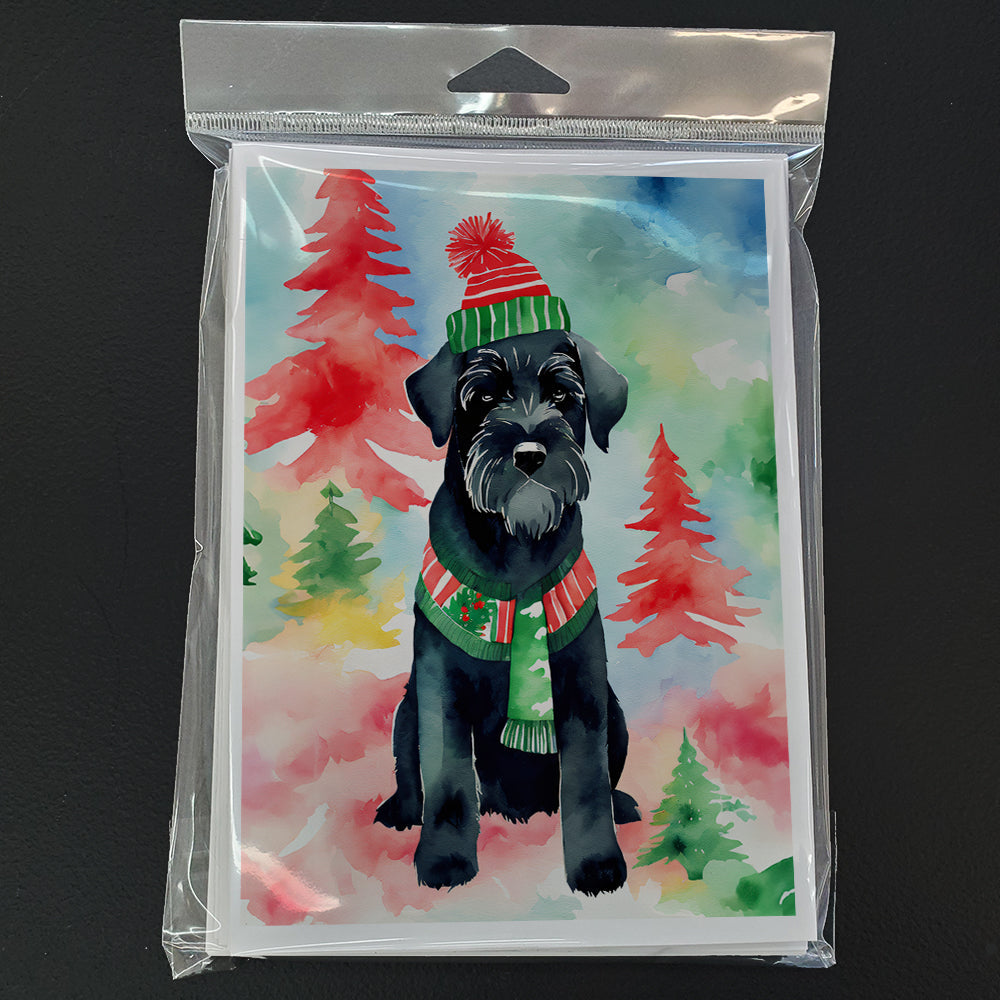Schnauzer Christmas Greeting Cards Pack of 8 Blank Cards with Envelopes Whimsical A7 Size 5x7