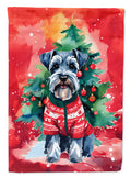 Schnauzer Christmas House Flag 28x40 Porch Sleeve Pole Decorative Outside Yard Banner Artwork Wall Hanging, Polyester
