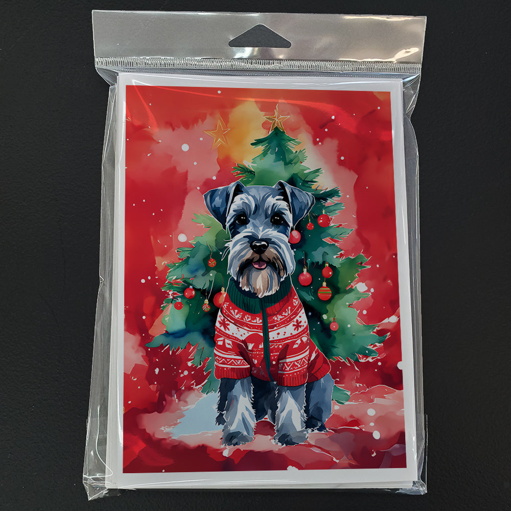 Schnauzer Christmas Greeting Cards Pack of 8 Blank Cards with Envelopes Whimsical A7 Size 5x7