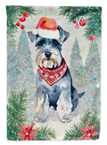 Schnauzer Christmas House Flag 28x40 Porch Sleeve Pole Decorative Outside Yard Banner Artwork Wall Hanging, Polyester