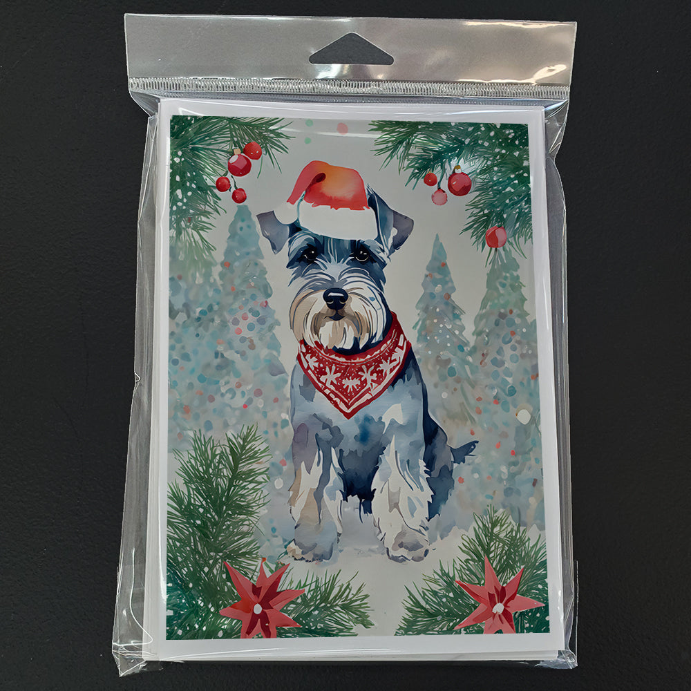 Schnauzer Christmas Greeting Cards Pack of 8 Blank Cards with Envelopes Whimsical A7 Size 5x7