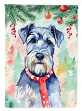 Schnauzer Christmas House Flag 28x40 Porch Sleeve Pole Decorative Outside Yard Banner Artwork Wall Hanging, Polyester
