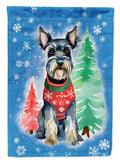 Schnauzer Christmas House Flag 28x40 Porch Sleeve Pole Decorative Outside Yard Banner Artwork Wall Hanging, Polyester