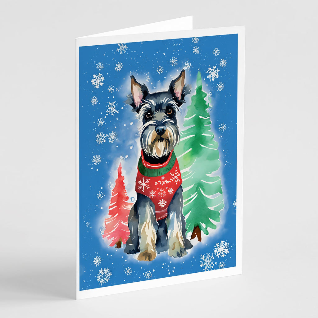 Schnauzer Christmas Greeting Cards Pack of 8 Blank Cards with Envelopes Whimsical A7 Size 5x7