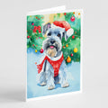 Schnauzer Christmas Greeting Cards Pack of 8 Blank Cards with Envelopes Whimsical A7 Size 5x7