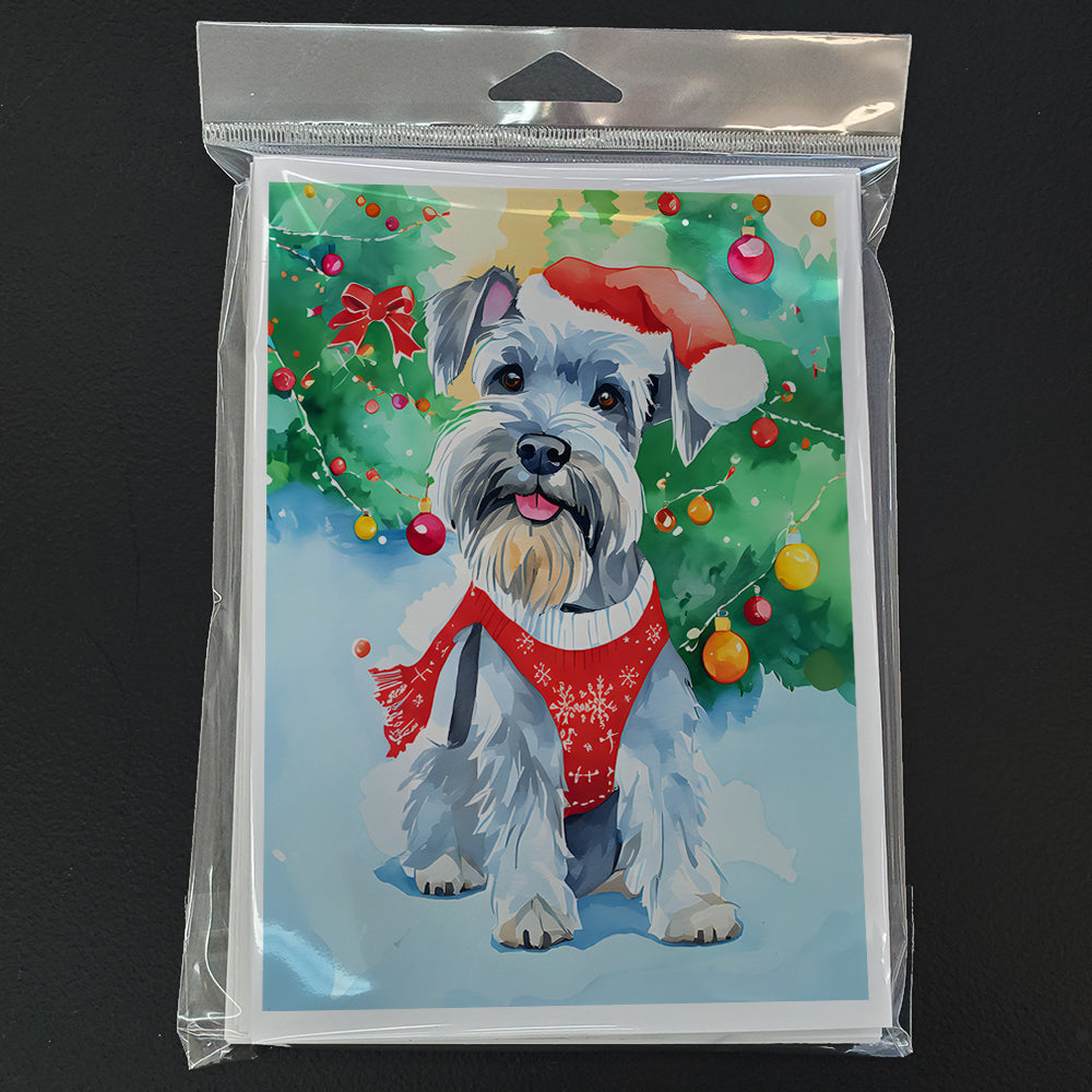 Schnauzer Christmas Greeting Cards Pack of 8 Blank Cards with Envelopes Whimsical A7 Size 5x7