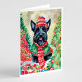 Scottish Terrier Christmas Greeting Cards Pack of 8 Blank Cards with Envelopes Whimsical A7 Size 5x7