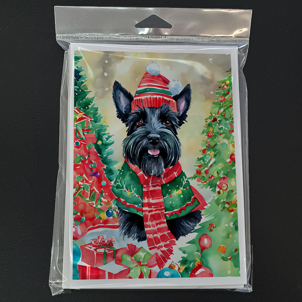Scottish Terrier Christmas Greeting Cards Pack of 8 Blank Cards with Envelopes Whimsical A7 Size 5x7