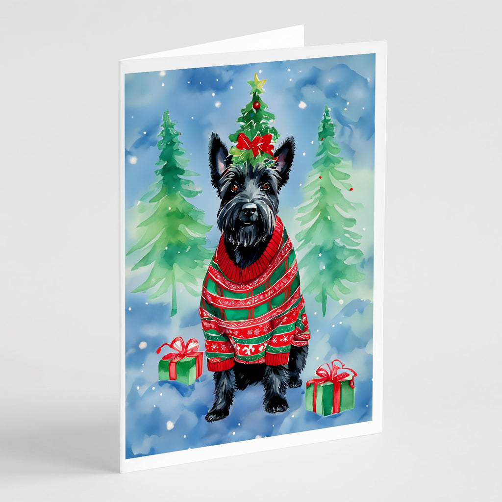 Scottish Terrier Christmas Greeting Cards Pack of 8 Blank Cards with Envelopes Whimsical A7 Size 5x7