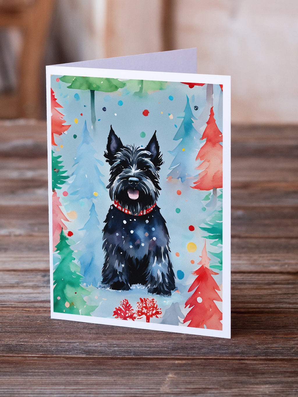 Scottish Terrier Christmas Greeting Cards Pack of 8 Blank Cards with Envelopes Whimsical A7 Size 5x7