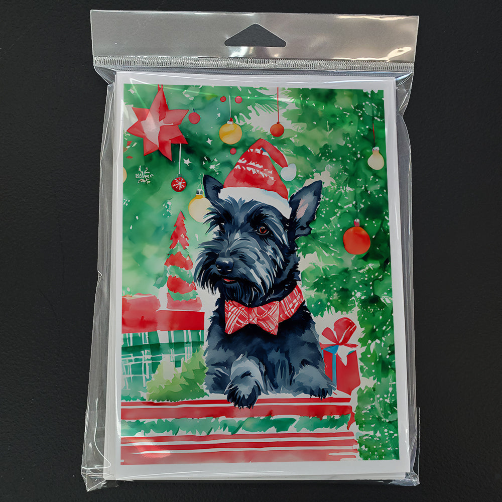 Scottish Terrier Christmas Greeting Cards Pack of 8 Blank Cards with Envelopes Whimsical A7 Size 5x7