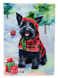 Scottish Terrier Christmas House Flag 28x40 Porch Sleeve Pole Decorative Outside Yard Banner Artwork Wall Hanging, Polyester