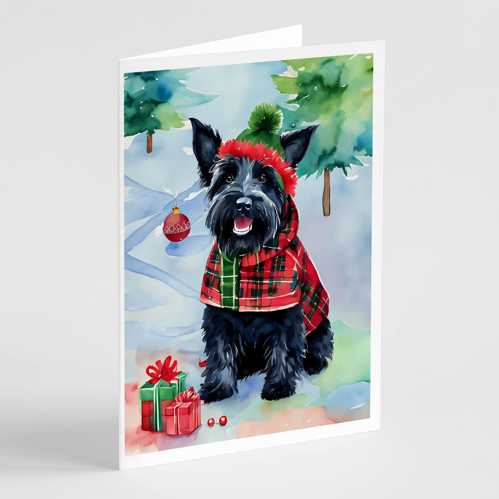 Scottish Terrier Christmas Greeting Cards Pack of 8 Blank Cards with Envelopes Whimsical A7 Size 5x7