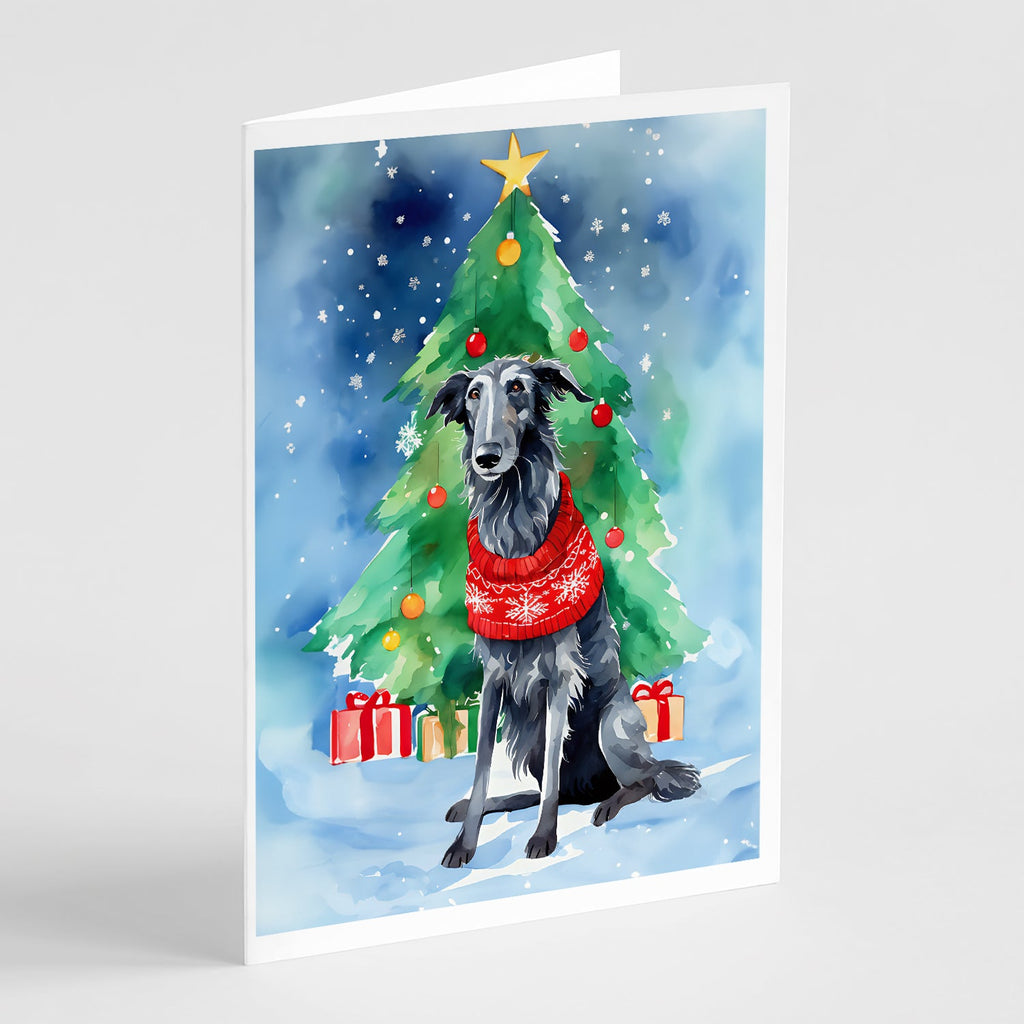 Scottish Deerhound Christmas Greeting Cards Pack of 8 Blank Cards with Envelopes Whimsical A7 Size 5x7