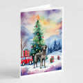 Scottish Deerhound Christmas Greeting Cards Pack of 8 Blank Cards with Envelopes Whimsical A7 Size 5x7