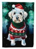 Sealyham Terrier Christmas House Flag 28x40 Porch Sleeve Pole Decorative Outside Yard Banner Artwork Wall Hanging, Polyester