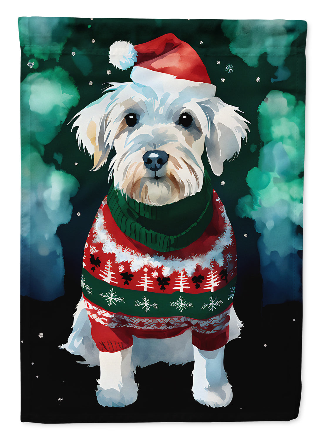 Sealyham Terrier Christmas House Flag 28x40 Porch Sleeve Pole Decorative Outside Yard Banner Artwork Wall Hanging, Polyester