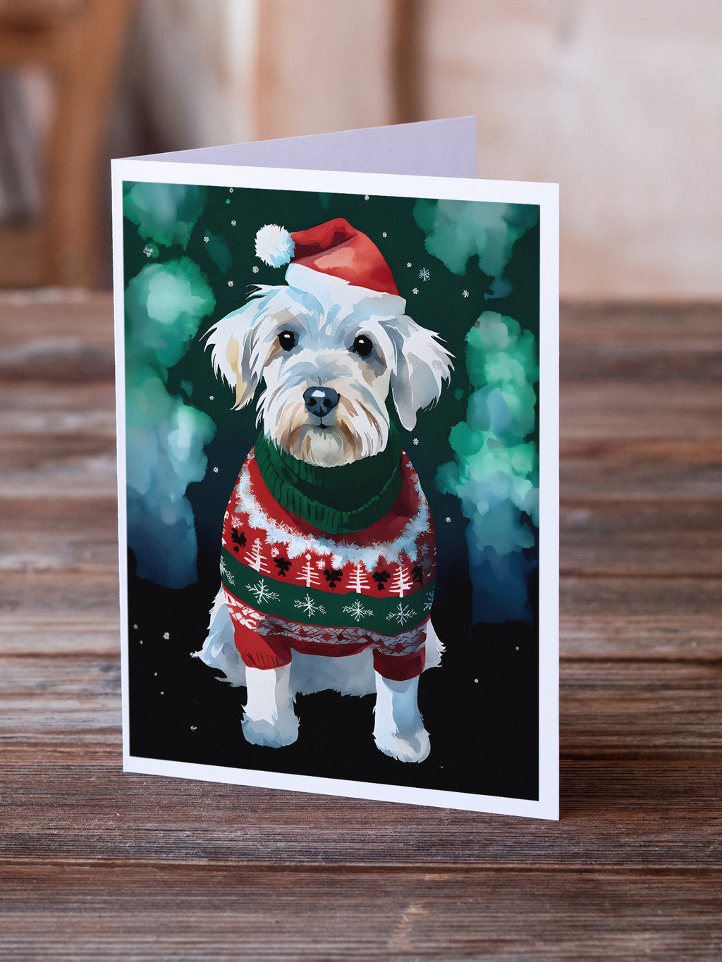 Sealyham Terrier Christmas Greeting Cards Pack of 8 Blank Cards with Envelopes Whimsical A7 Size 5x7