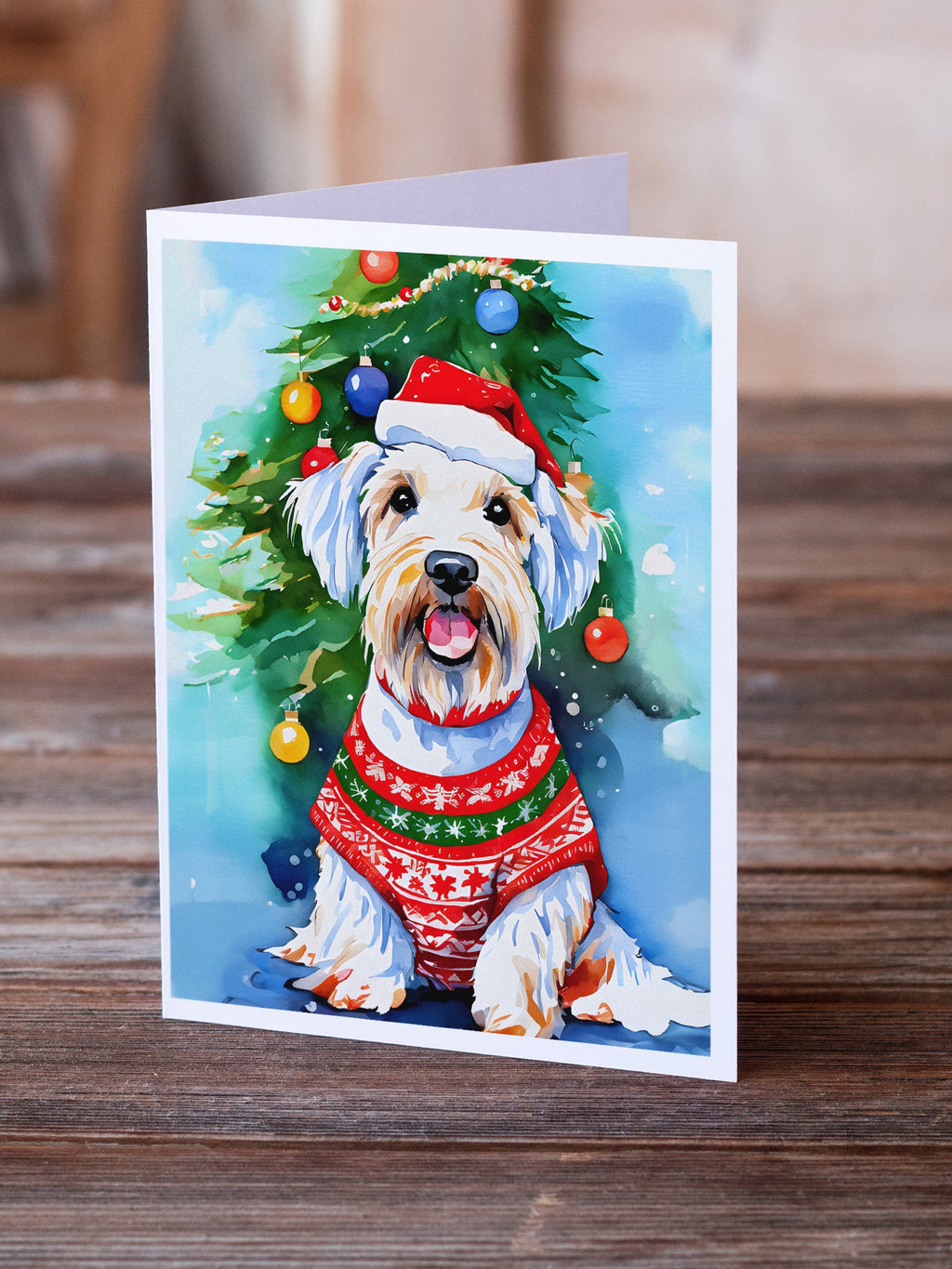 Sealyham Terrier Christmas Greeting Cards Pack of 8 Blank Cards with Envelopes Whimsical A7 Size 5x7