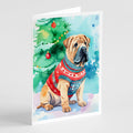 Shar Pei Christmas Greeting Cards Pack of 8 Blank Cards with Envelopes Whimsical A7 Size 5x7