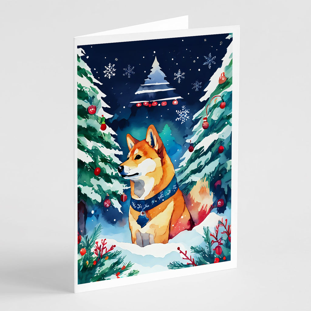 Shiba Inu Christmas Greeting Cards Pack of 8 Blank Cards with Envelopes Whimsical A7 Size 5x7