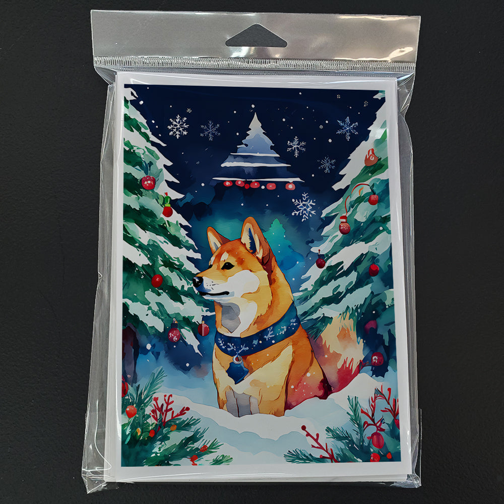 Shiba Inu Christmas Greeting Cards Pack of 8 Blank Cards with Envelopes Whimsical A7 Size 5x7