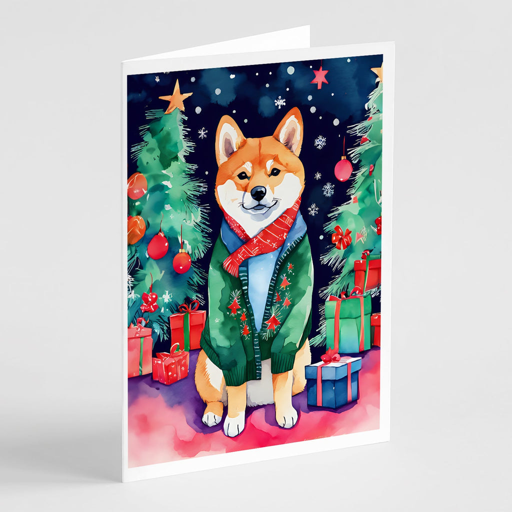 Shiba Inu Christmas Greeting Cards Pack of 8 Blank Cards with Envelopes Whimsical A7 Size 5x7