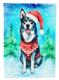 Siberian Husky Christmas House Flag 28x40 Porch Sleeve Pole Decorative Outside Yard Banner Artwork Wall Hanging, Polyester