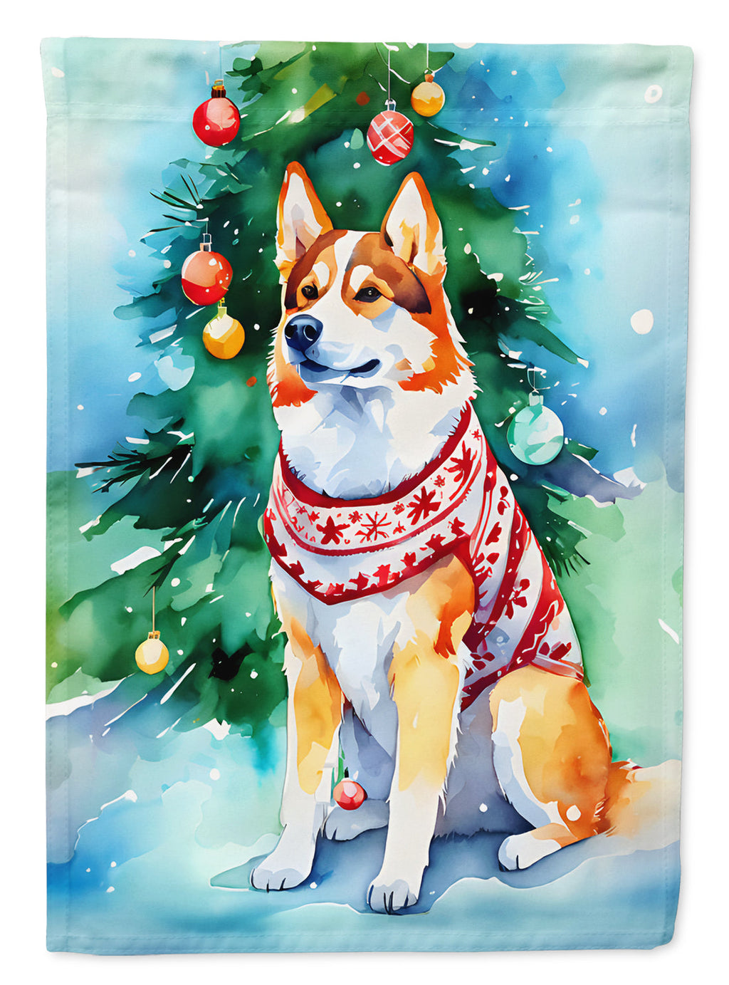 Siberian Husky Christmas House Flag 28x40 Porch Sleeve Pole Decorative Outside Yard Banner Artwork Wall Hanging, Polyester