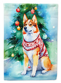 Siberian Husky Christmas House Flag 28x40 Porch Sleeve Pole Decorative Outside Yard Banner Artwork Wall Hanging, Polyester