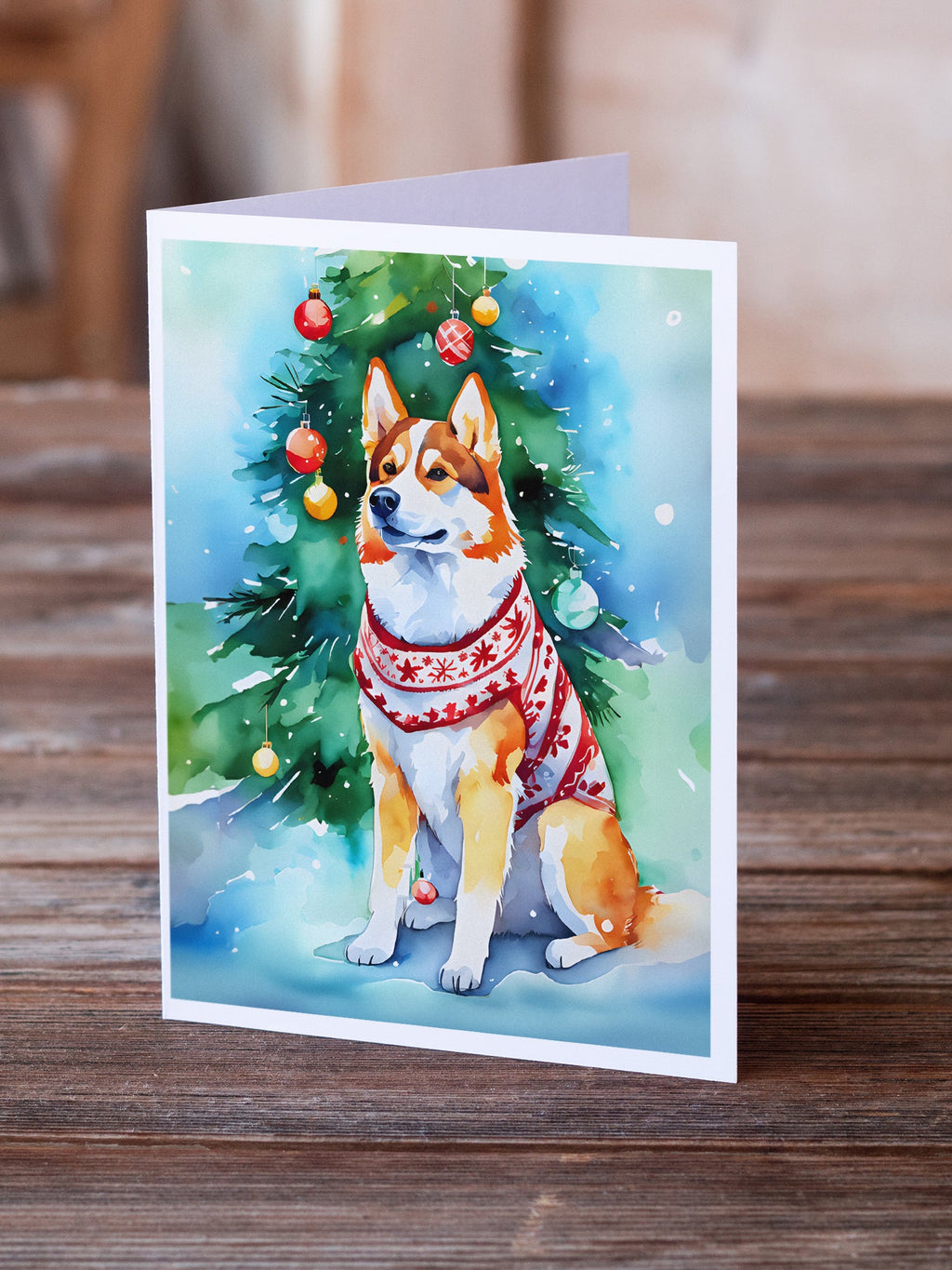 Siberian Husky Christmas Greeting Cards Pack of 8 Blank Cards with Envelopes Whimsical A7 Size 5x7