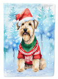 Wheaten Terrier Christmas House Flag 28x40 Porch Sleeve Pole Decorative Outside Yard Banner Artwork Wall Hanging, Polyester