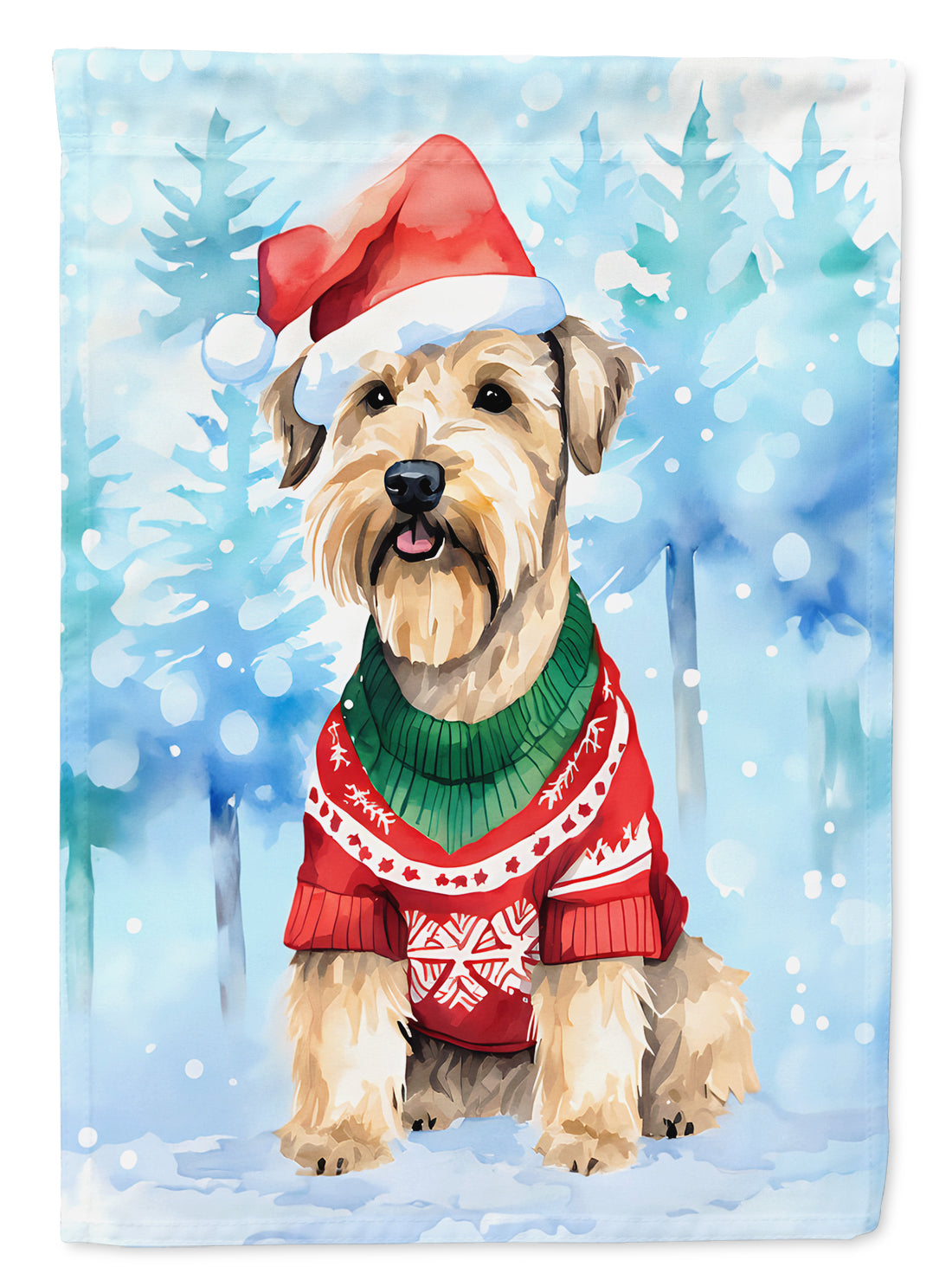 Wheaten Terrier Christmas House Flag 28x40 Porch Sleeve Pole Decorative Outside Yard Banner Artwork Wall Hanging, Polyester