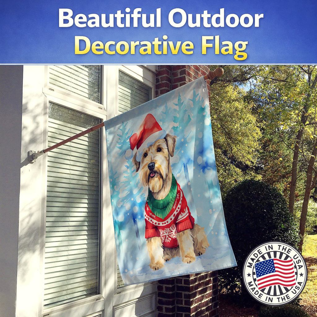 Wheaten Terrier Christmas House Flag 28x40 Porch Sleeve Pole Decorative Outside Yard Banner Artwork Wall Hanging, Polyester