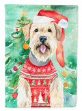 Wheaten Terrier Christmas House Flag 28x40 Porch Sleeve Pole Decorative Outside Yard Banner Artwork Wall Hanging, Polyester