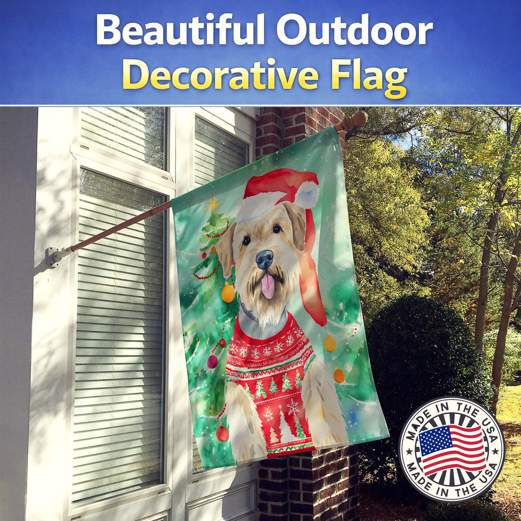 Wheaten Terrier Christmas House Flag 28x40 Porch Sleeve Pole Decorative Outside Yard Banner Artwork Wall Hanging, Polyester