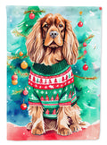 Sussex Spaniel Christmas House Flag 28x40 Porch Sleeve Pole Decorative Outside Yard Banner Artwork Wall Hanging, Polyester