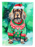 Sussex Spaniel Christmas House Flag 28x40 Porch Sleeve Pole Decorative Outside Yard Banner Artwork Wall Hanging, Polyester