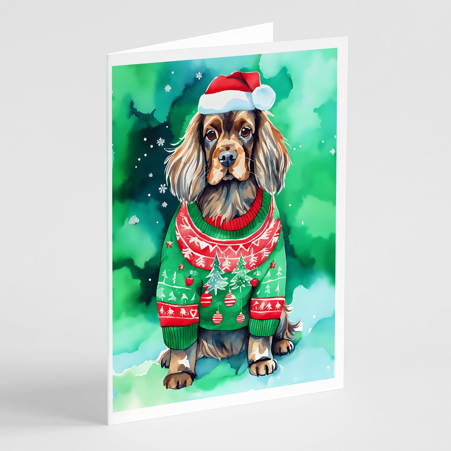 Sussex Spaniel Christmas Greeting Cards Pack of 8 Blank Cards with Envelopes Whimsical A7 Size 5x7