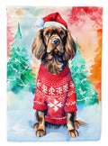 Sussex Spaniel Christmas House Flag 28x40 Porch Sleeve Pole Decorative Outside Yard Banner Artwork Wall Hanging, Polyester