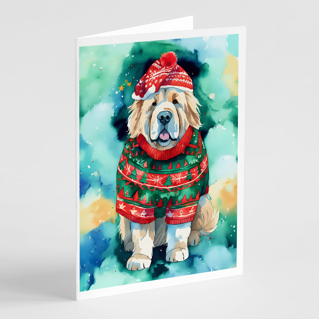 Tibetan Mastiff Christmas Greeting Cards Pack of 8 Blank Cards with Envelopes Whimsical A7 Size 5x7