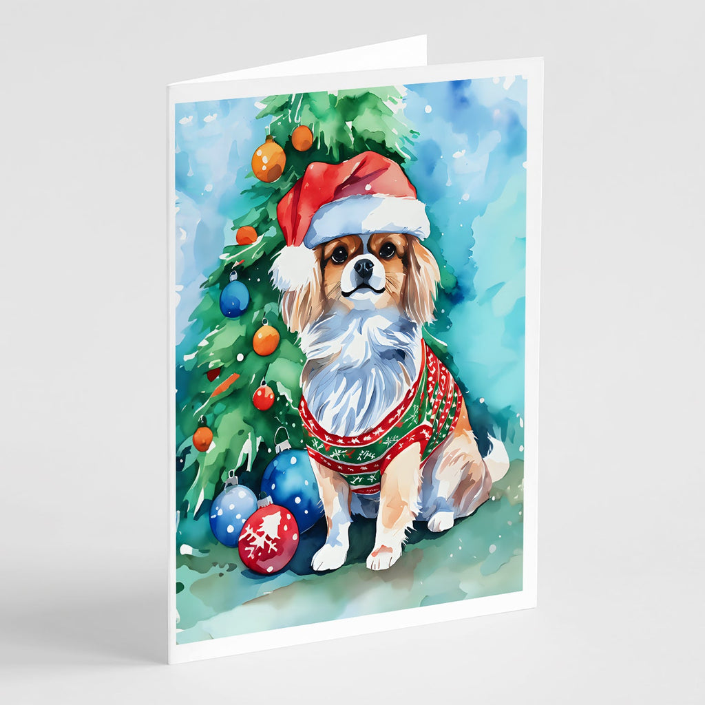 Tibetan Spaniel Christmas Greeting Cards Pack of 8 Blank Cards with Envelopes Whimsical A7 Size 5x7