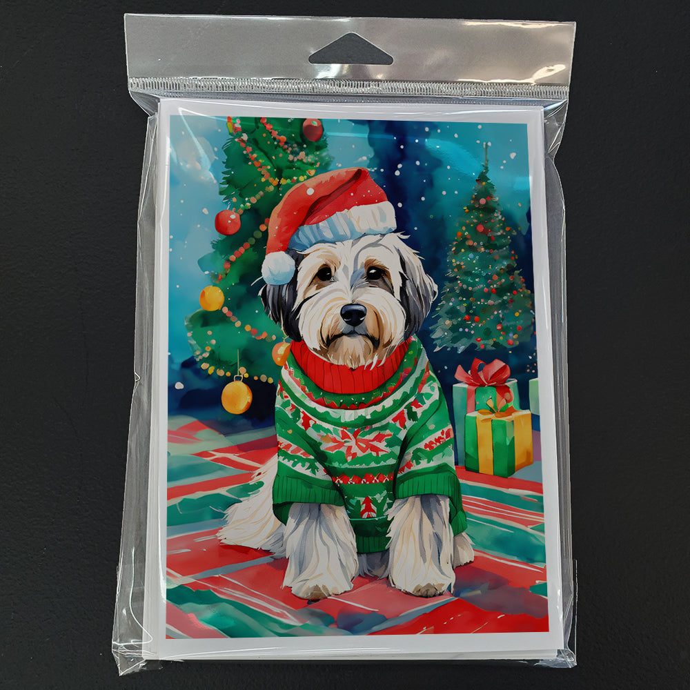 Tibetan Terrier Christmas Greeting Cards Pack of 8 Blank Cards with Envelopes Whimsical A7 Size 5x7