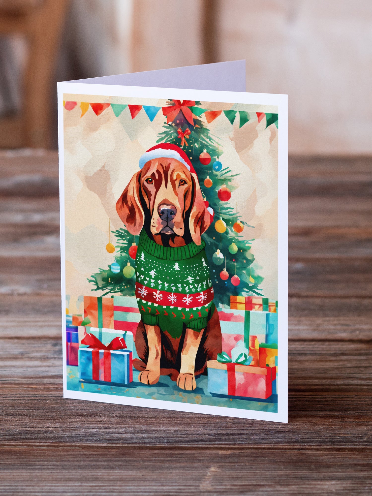 Vizsla Christmas Greeting Cards Pack of 8 Blank Cards with Envelopes Whimsical A7 Size 5x7