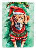 Vizsla Christmas House Flag 28x40 Porch Sleeve Pole Decorative Outside Yard Banner Artwork Wall Hanging, Polyester