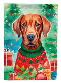 Vizsla Christmas House Flag 28x40 Porch Sleeve Pole Decorative Outside Yard Banner Artwork Wall Hanging, Polyester
