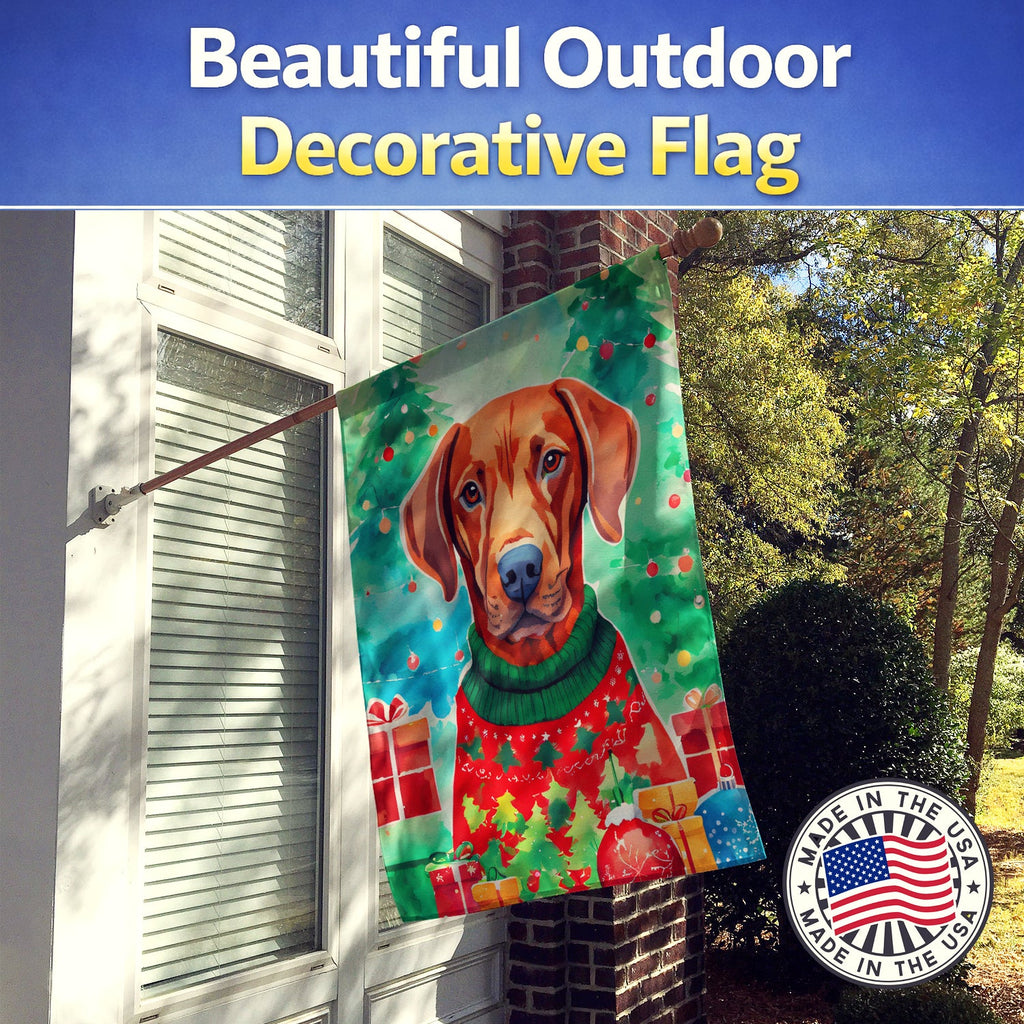 Vizsla Christmas House Flag 28x40 Porch Sleeve Pole Decorative Outside Yard Banner Artwork Wall Hanging, Polyester
