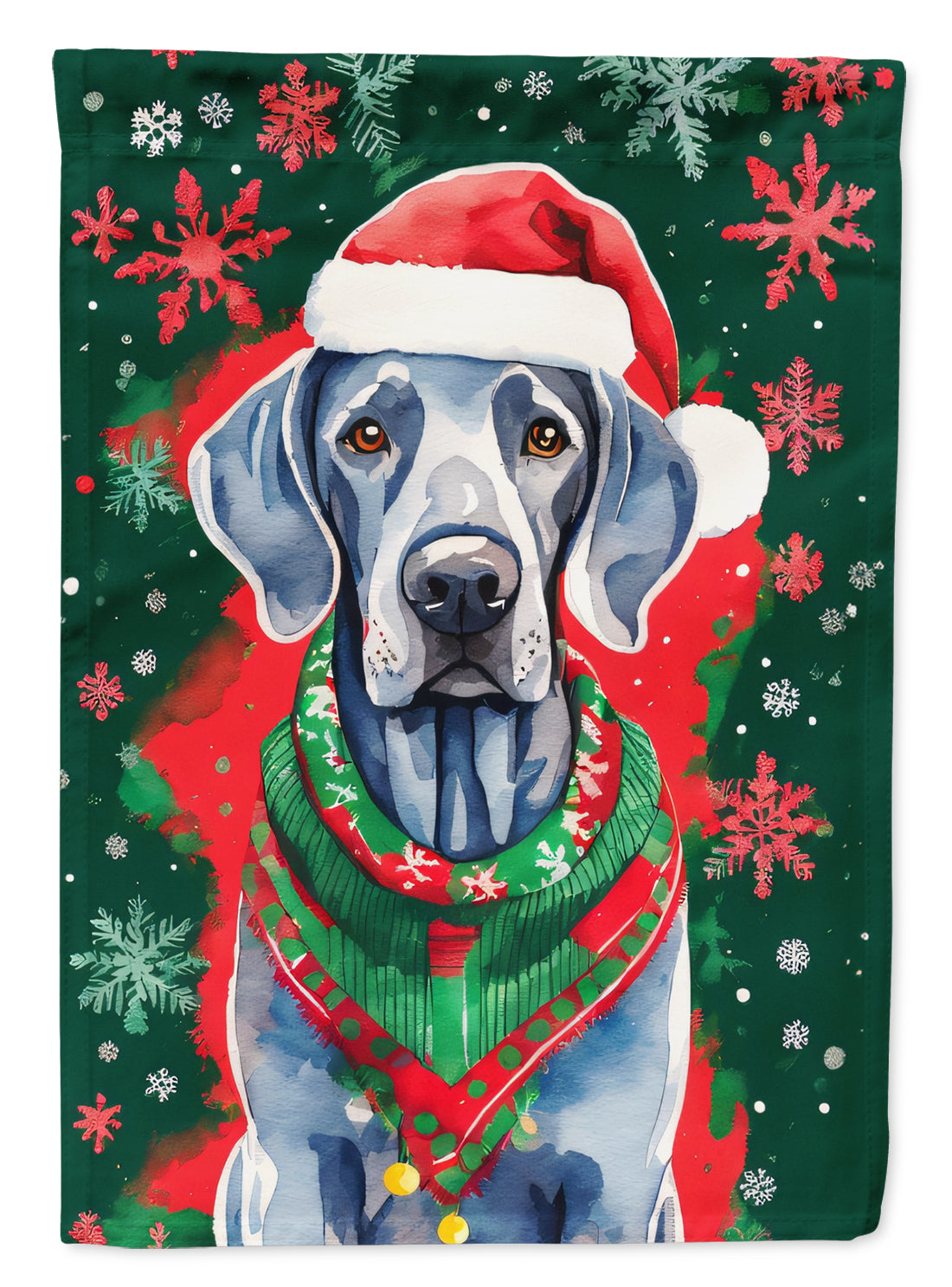 Weimaraner Christmas House Flag 28x40 Porch Sleeve Pole Decorative Outside Yard Banner Artwork Wall Hanging, Polyester