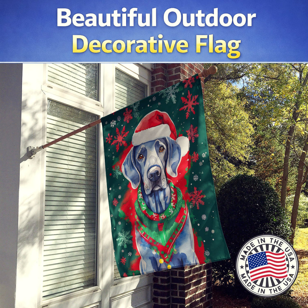 Weimaraner Christmas House Flag 28x40 Porch Sleeve Pole Decorative Outside Yard Banner Artwork Wall Hanging, Polyester