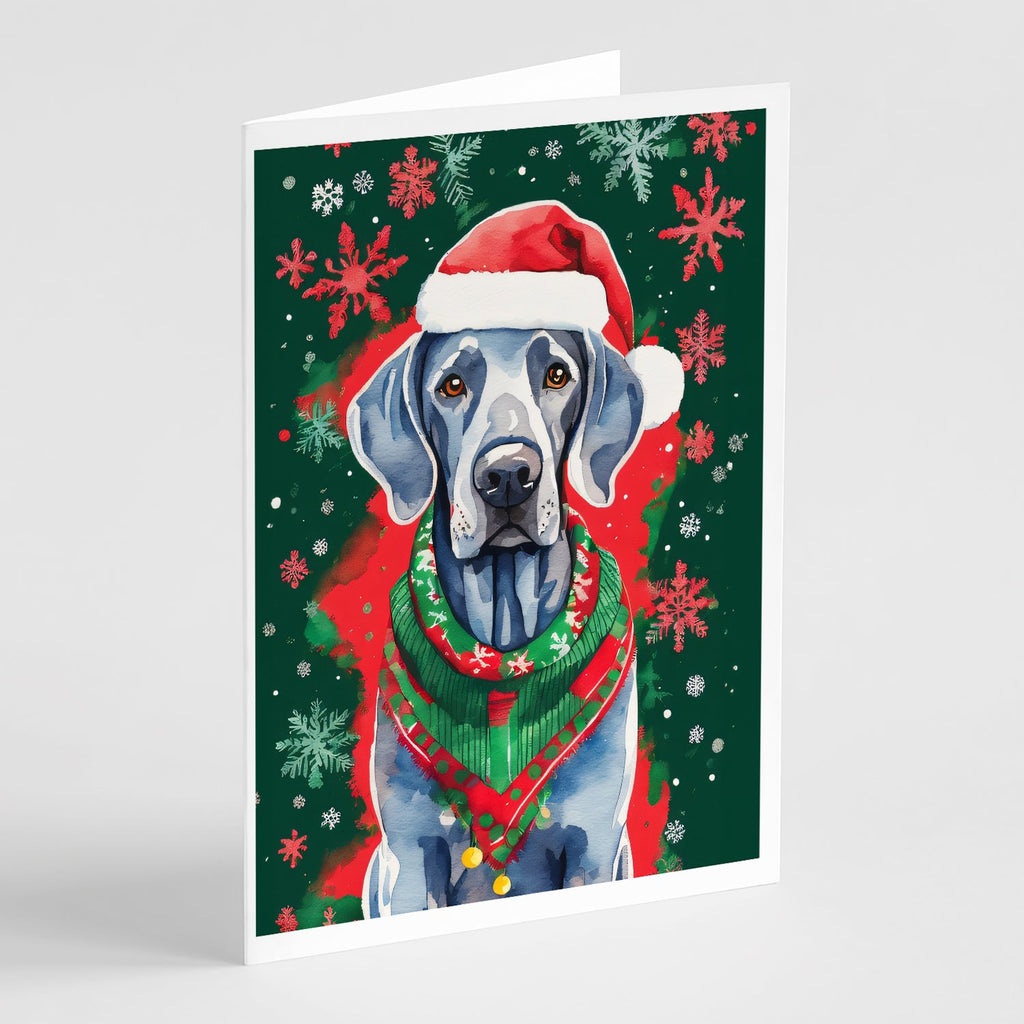 Weimaraner Christmas Greeting Cards Pack of 8 Blank Cards with Envelopes Whimsical A7 Size 5x7